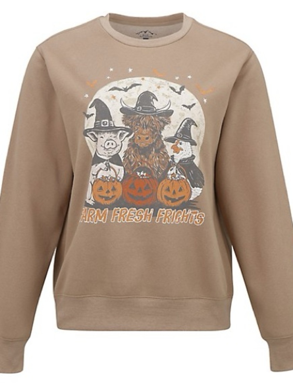 Tractor Supply Farm Fresh Frights Tan Halloween Graphic Crewneck Sweater